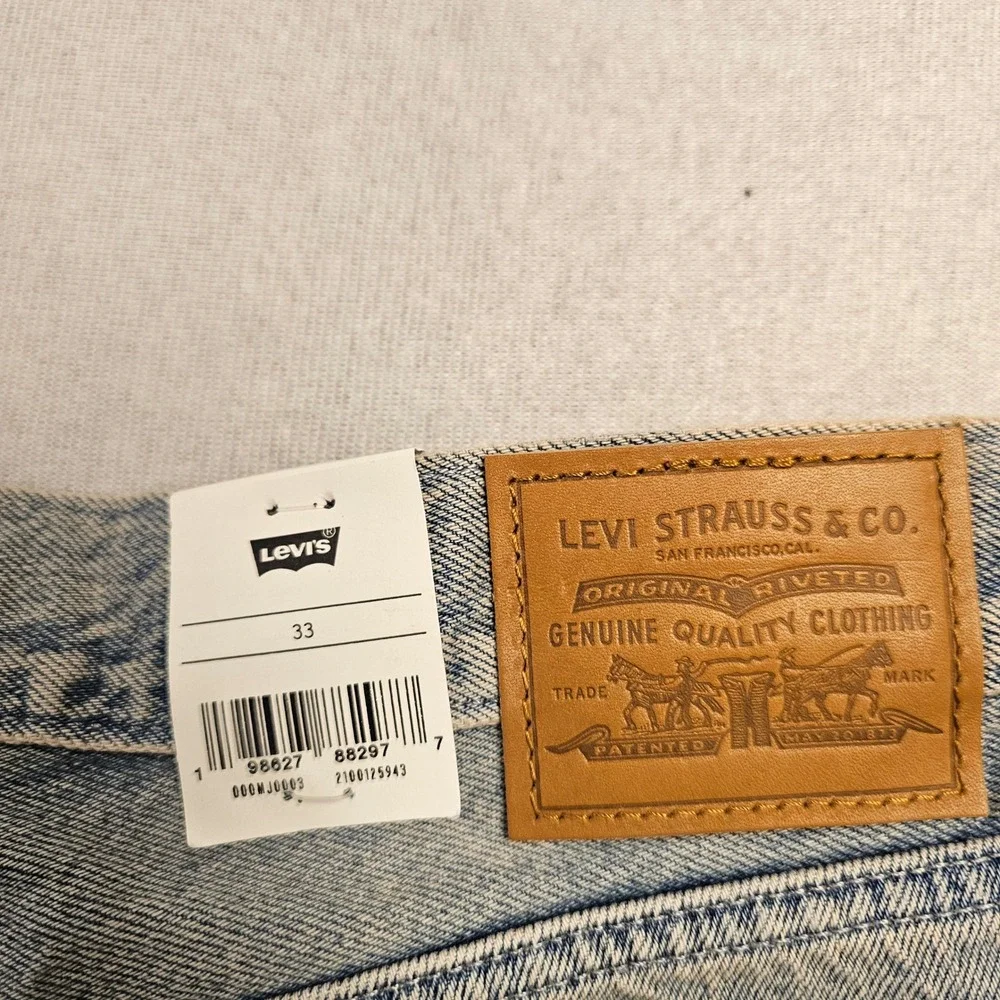 Levis Premium Baggy Dad Jorts Light Wash Denim Shorts Mid Rise Size 33 NEW